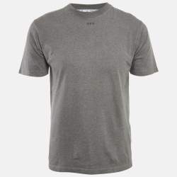 Off-White Grey Back Logo Print Cotton Crew Neck T-Shirt M