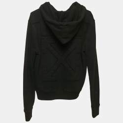 Pre Owned Off-White Black Cotton Knit Arrow Applique Hoodie XXS