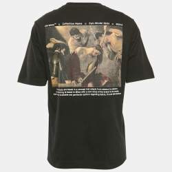 Pre Owned Off-White Black Caravaggio Crowing Cotton Jersey T-Shirt S