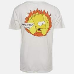 Pre Owned Off-White White Simpson Print Jersey T-Shirt M