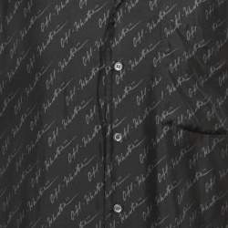 Pre Owned Off-White Black Logo Print Silk Button Front Shirt L