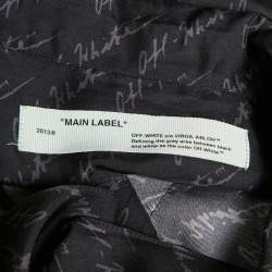 Pre Owned Off-White Black Logo Print Silk Button Front Shirt L