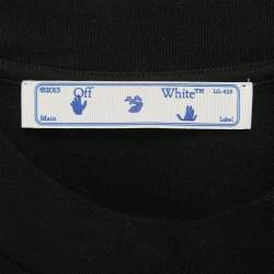 Pre Owned Off-White Black Painted Logo Cotton Crew Neck T-Shirt XS