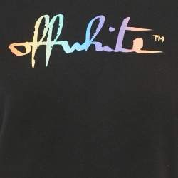 Pre Owned Off-White Black Painted Logo Cotton Crew Neck T-Shirt XS