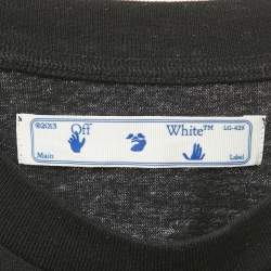 Pre Owned Off-White Black Logo Print Cotton Crew Neck Oversized T-Shirt XS