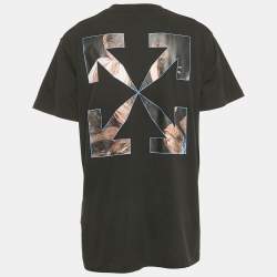 Pre Owned Off-White Black Logo Print Cotton Crew Neck Oversized T-Shirt XS