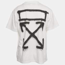 Pre Owned Off-White White Printed Cotton Knit Oversized T-Shirt XS