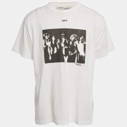 Off-White White Hands Off Logo Print Cotton Crew Neck T