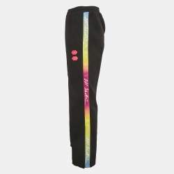 Pre Owned Off-White Black Logo Side Band Jersey Rubber Applique Track Pants XL