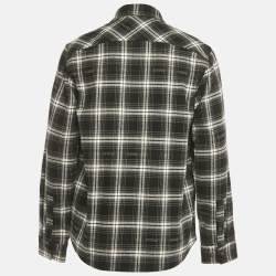 Pre Owned Off-White Black Flannel Cotton Blend Button Front Shirt L