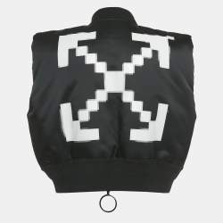 Pre Owned Off-White Black Arrow Print Nylon Scaffolding Bomber Vest S