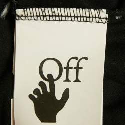 Pre Owned Off-White Black Logo Embroidered Cotton Crewneck T-Shirt L