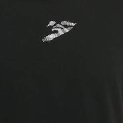 Pre Owned Off-White Black Logo Embroidered Cotton Crewneck T-Shirt L