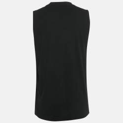 Pre Owned Off-White Black Logo Print Jersey Sleeveless T-Shirt L