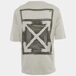 Pre Owned Off-White Grey Printed Cotton T-Shirt M