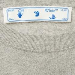 Pre Owned Off-White Grey Printed Cotton T-Shirt M