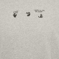 Pre Owned Off-White Grey Printed Cotton T-Shirt M
