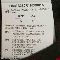 Pre Owned Off-White Red Logo Print Flannel Cotton Button Front Shirt L