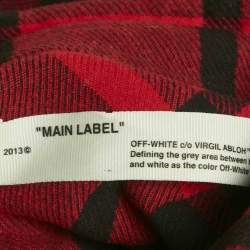 Pre Owned Off-White Red Logo Print Flannel Cotton Button Front Shirt L