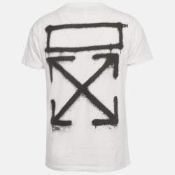 Pre Owned Off-White White Printed Cotton T-Shirt S