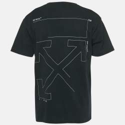 Pre Owned Off-White Black Backbone Print Cotton T-Shirt S