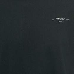 Pre Owned Off-White Black Backbone Print Cotton T-Shirt S