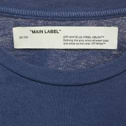 Pre Owned Off-White Blue Printed Cotton Knit Crew Neck Oversized T-Shirt XS