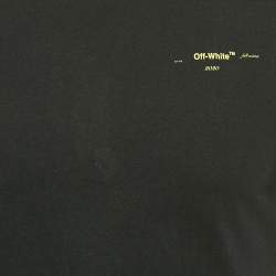 Pre Owned Off-White Black Logo Print Cotton Crew Neck T-Shirt S
