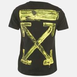 Pre Owned Off-White Black Logo Print Cotton Crew Neck T-Shirt S
