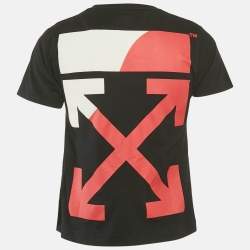 Pre Owned Off-White Black Logo Print Cotton Crew Neck T-Shirt S