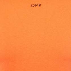 Pre Owned Off-White Orange Logo Print Cotton Crew Neck T-Shirt XXS