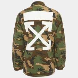 Pre Owned Off-White Green Camouflage Print Patch Detail Utility Jacket S