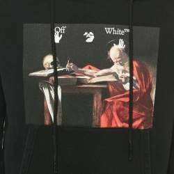 Pre Owned Off-White Black Caravaggio Print Cotton Hooded Sweatshirt S