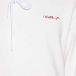 Pre Owned Off-White White Logo Embroidered Jersey Hoodie Jacket S