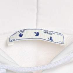 Pre Owned Off-White White Logo Embroidered Jersey Hoodie Jacket S