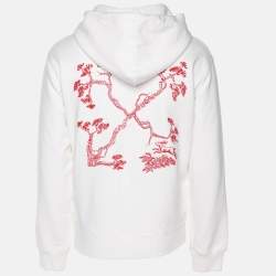 Pre Owned Off-White White Logo Embroidered Jersey Hoodie Jacket S