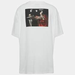 Pre Owned Off-White White Back Print Jersey Oversized T-Shirt L