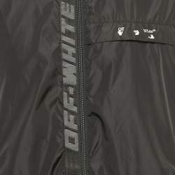 Pre Owned Off-White Black Logo Print Synthetic Hooded Windbreaker Jacket S