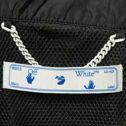 Pre Owned Off-White Black Logo Print Synthetic Hooded Windbreaker Jacket S