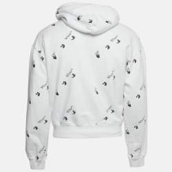 Pre Owned Off-White White Logo Print Cotton Hoodie S