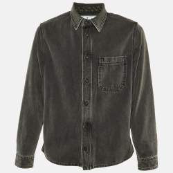 Pre Owned Off -White Grey Faded Arrow Print Denim Jacket M