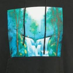 Pre Owned Off-White Black Waterfall Print Cotton Hooded Sweatshirt S