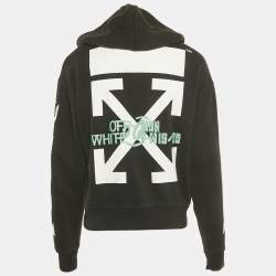Pre Owned Off-White Black Waterfall Print Cotton Hooded Sweatshirt S