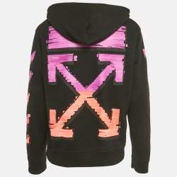 Pre Owned Off-White Black Arrow Print Cotton Hoodie L
