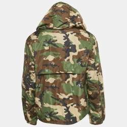 Pre Owned Off-White Brown Camouflage Logo Print Nylon Hooded Windbreaker Jacket L 