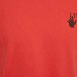 Pre Owned Off-White Red Spray Mark Arrow Print Cotton Slim T-Shirt L