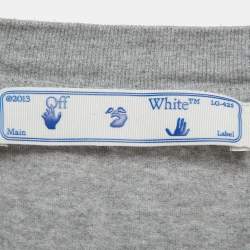Pre Owned Off-White Grey Printed Cotton Slim T-Shirt L