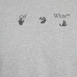 Pre Owned Off-White Grey Printed Cotton Slim T-Shirt L