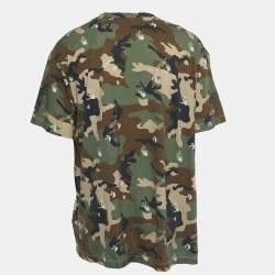 Pre Owned Off-White Green Camouflage Jersey T-Shirt M