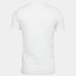 Pre Owned Off-White White Logo Embroidered Jersey T-Shirt XS